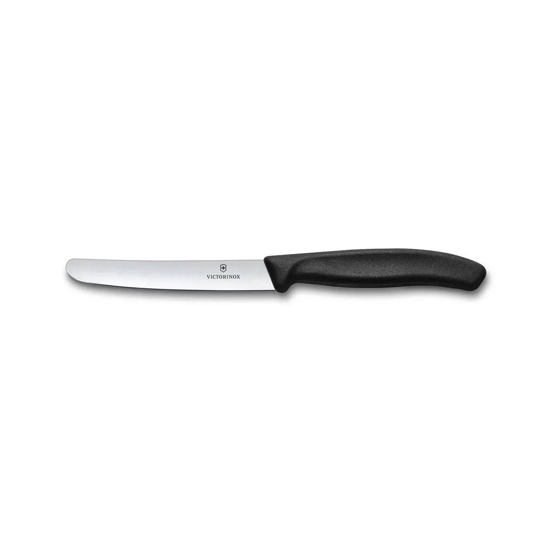 Victorinox 6.7803 Dinner Knife - 4.5" Round Blade, Black, Steel, Solid Handle, 4"-7" Length