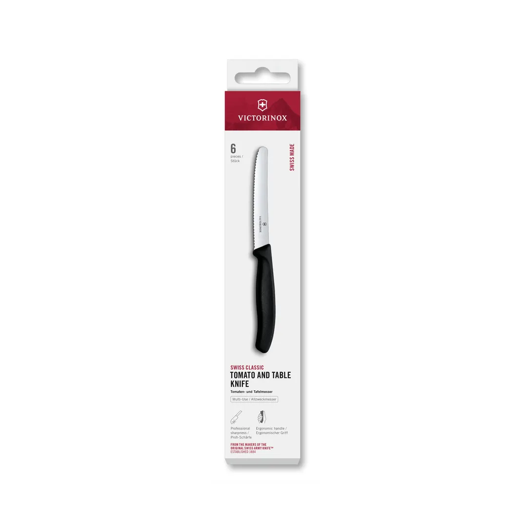 Victorinox 6.7833.6 6-Piece Steak Knife Set, 4-1/2" Round Black Serrated, Bag - 1/Bag