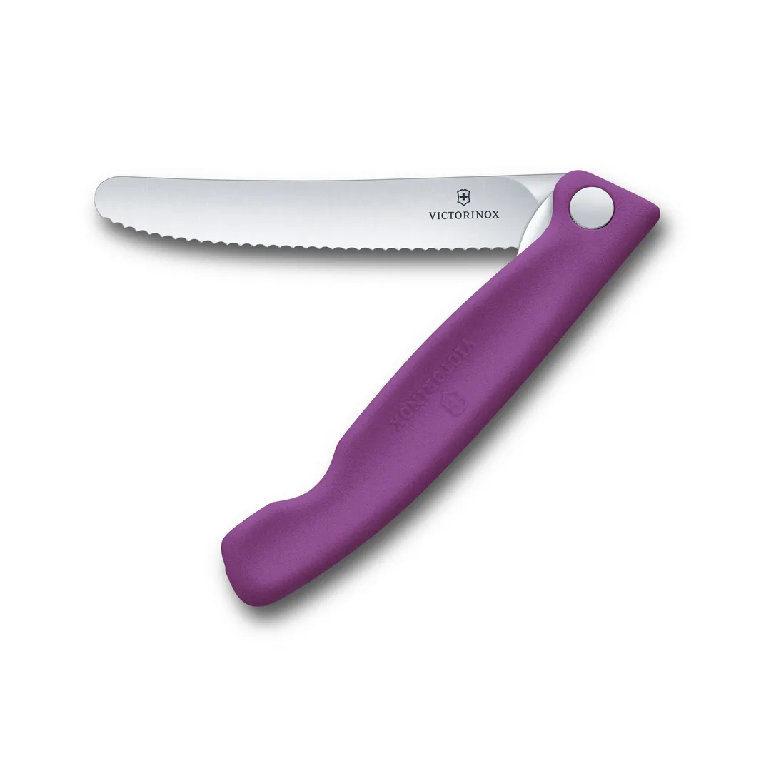 Victorinox 6.7835.FC1 Foldable Paring Knife, 4" Blade, Purple Poly Handle, Stamped Stainless Steel