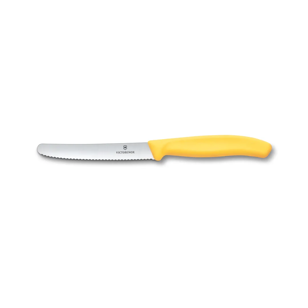 Victorinox 6.7838.C1 Utility Knife – 4.5" Serrated Blade, Yellow Plastic Handle, Steel, 3"-4" Length