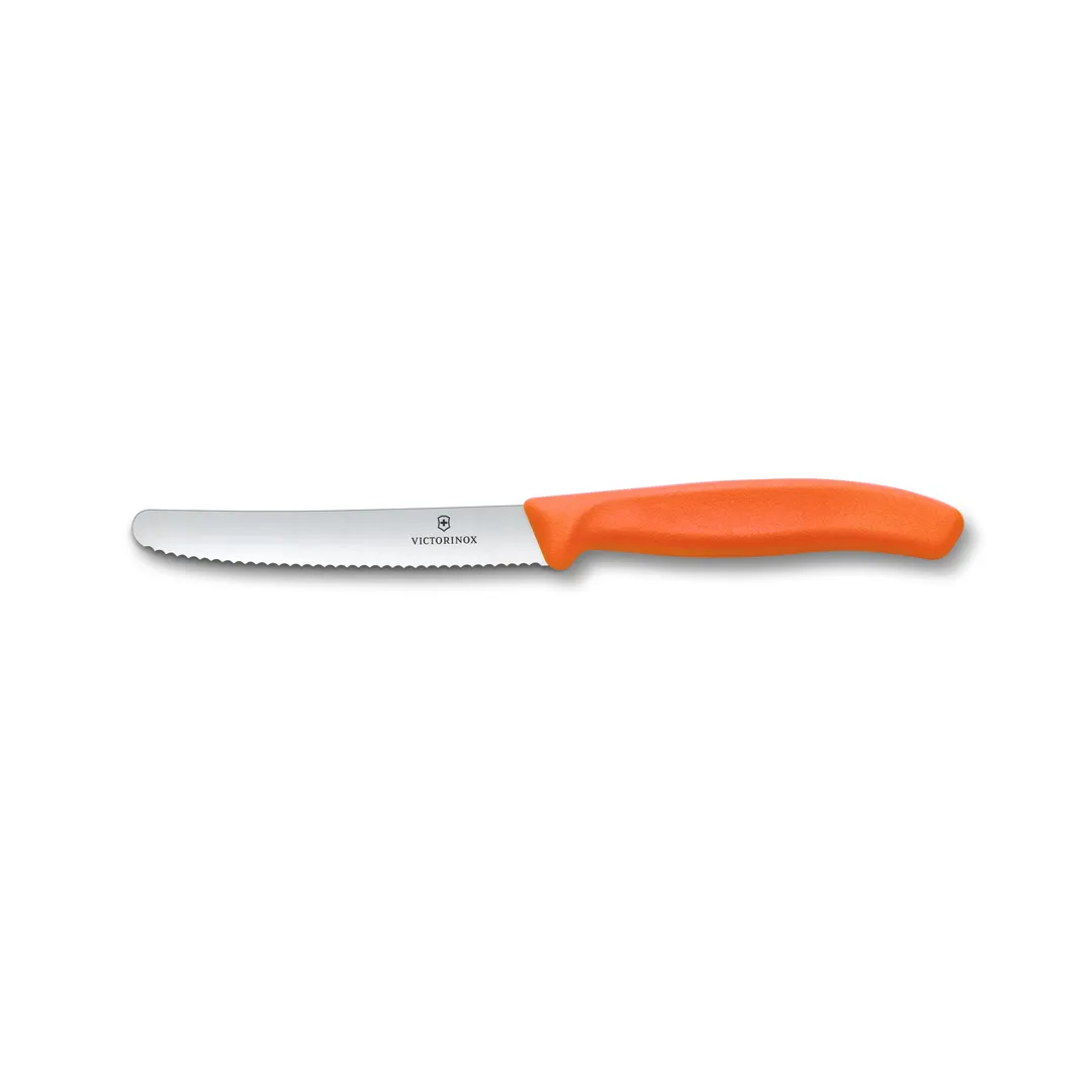 Victorinox 6.7839.C1 Utility Knife, 4-1/2" Serrated Blade, Orange Handle, Stamped, Stainless Steel