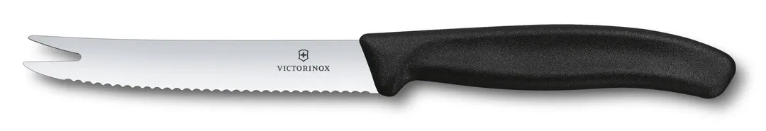 Victorinox 6.7863 Utility Knife – 4.25" Serrated Steel Blade Tomato Fork‑Tip Black Poly Handle 3"‑4"