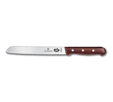Victorinox 7.6058.9 Bread Knife, 7" Slant‑Tip Serrated Blade, 1‑1/8" Wood Brown Handle, Stamped