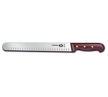 Victorinox 7.6059.11 Slicer Knife – 12" Straight Stamped Blade, Granton Edge, 1½" Wood Handle