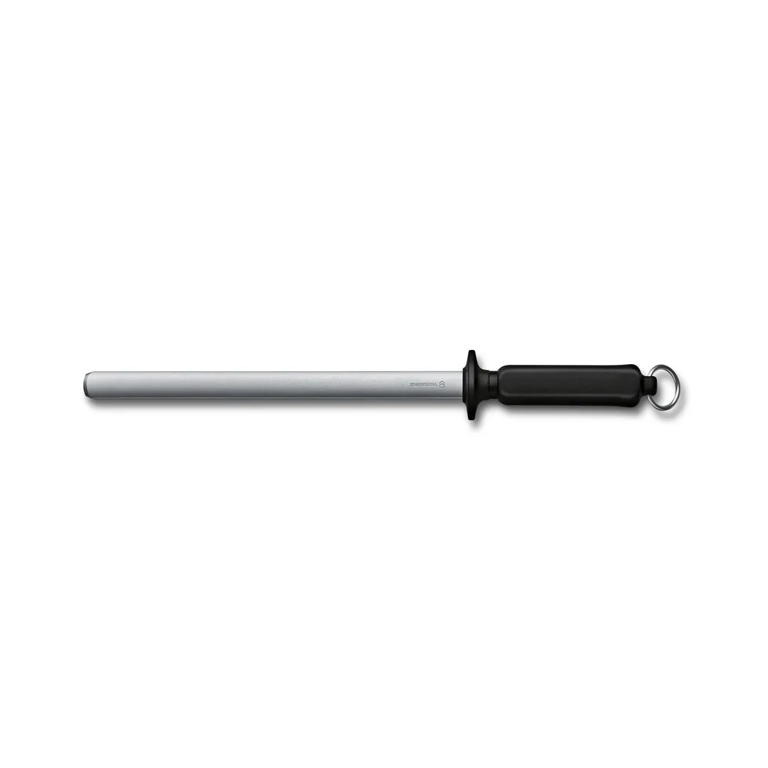 Victorinox 7.8323 Diamond Steel Chef Knife, 10-1/4" Round Blade, Solid Core, Black Plastic Handle