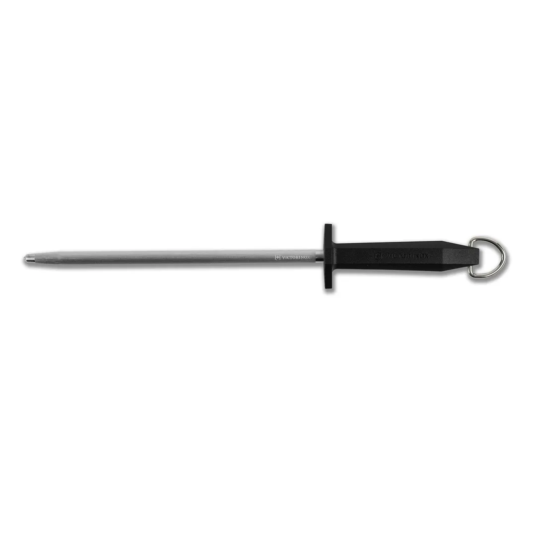 Victorinox 7.8991.32 Sharpening Steel, 10" Blade, Black Plastic Handle, Loose Ring, Hangtag