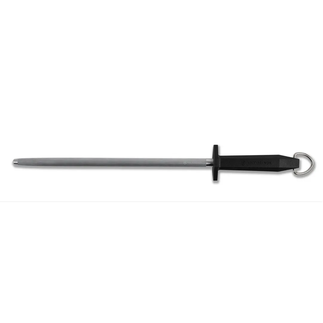 Victorinox 7.8991.33 Sharpening Steel, 12" Cut, Round Ring, Black Plastic Handle, Hangtag