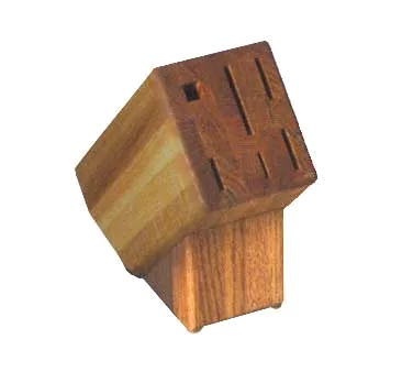 Victorinox 7.9093.82 Kitchen Knife Block Rack, 6‑Slot Slant Oak Wood Holds Five Knives, Steel