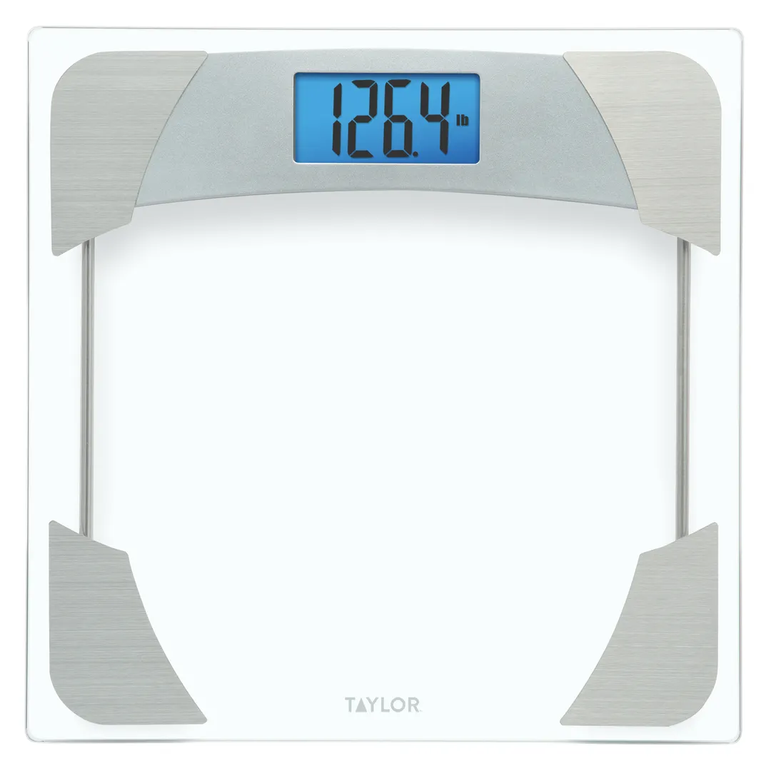Taylor Precision 76044192 Digital Bathroom Scale – 400 lb, Glass Platform, Blue Backlight
