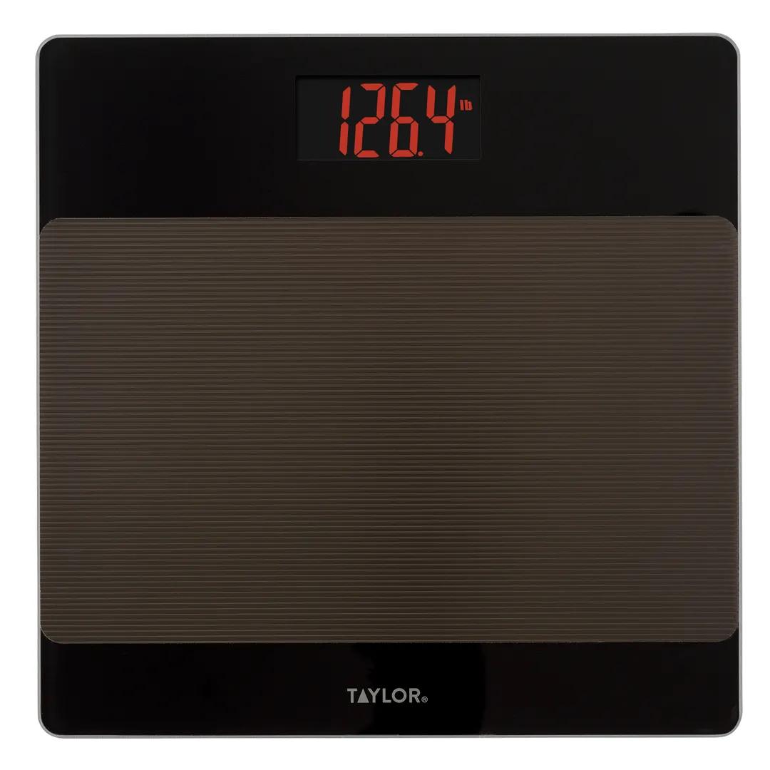 Taylor Precision 761940732 Digital Bathroom Scale, 400 lb, Red Display, Slip‑Resistant Mat