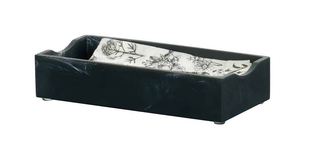 Cal-Mil 1234-124 Napkin Holder, Resin Black Marble, Rectangular, 4.25" W x 8.25" D x 2" H
