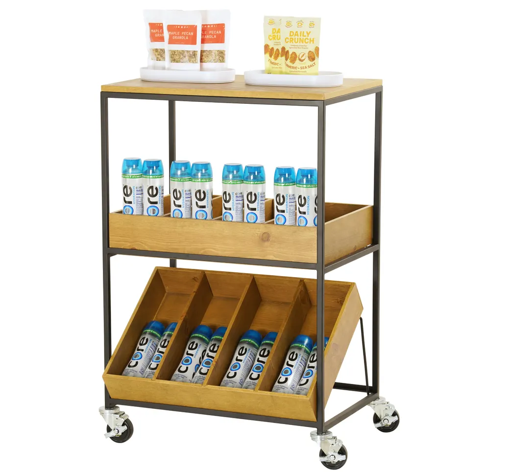 Cal-Mil 23166-99 Modular Merchandising Cart, 28"W x 20"D x 40"H, 3-Tier, Wood