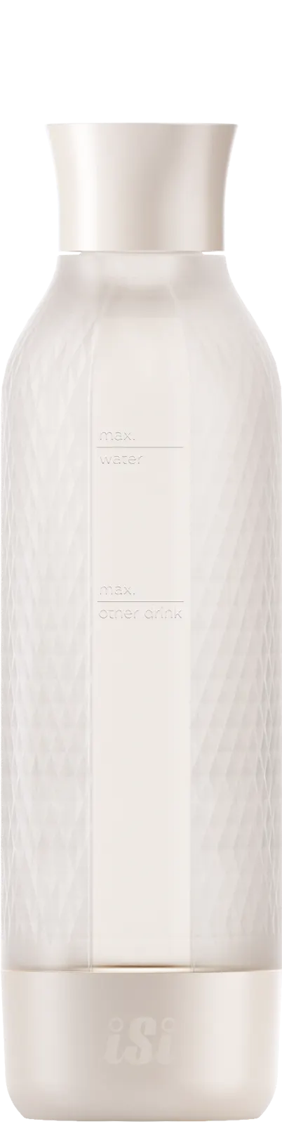 iSi North America 10961001 Twist’n Sparkle Virtuoso Bottle, 1 L Ivory PET Refillable, BPA‑Free Sleeve