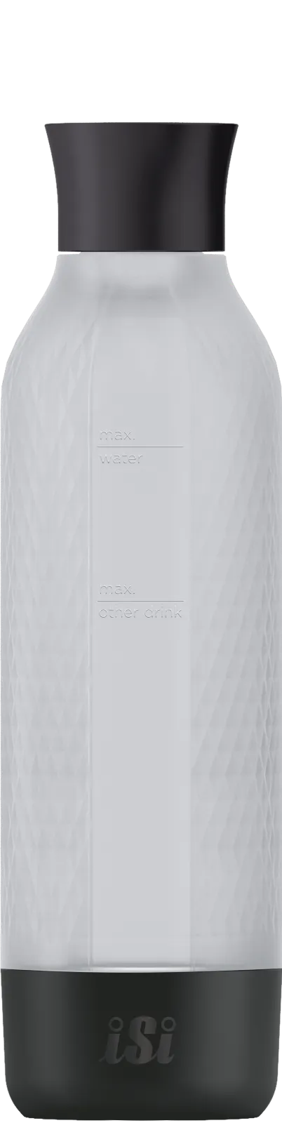iSi North America 10961701 Twist’n Sparkle Virtuoso Bottle, 1 L Onyx PET Refillable, BPA‑Free Sleeve
