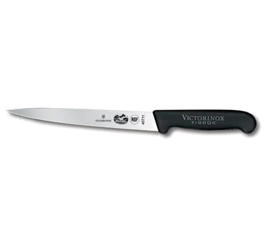 Victorinox 5.3703.20 Fillet Knife, 8" Blade, Black Fibrox Plastic Handle, Slip‑Resistant, NSF