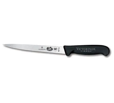 Victorinox 5.3813.18 Fillet Knife – 7" Flexible Blade, Black Fibrox Handle, Slip‑Resistant, NSF