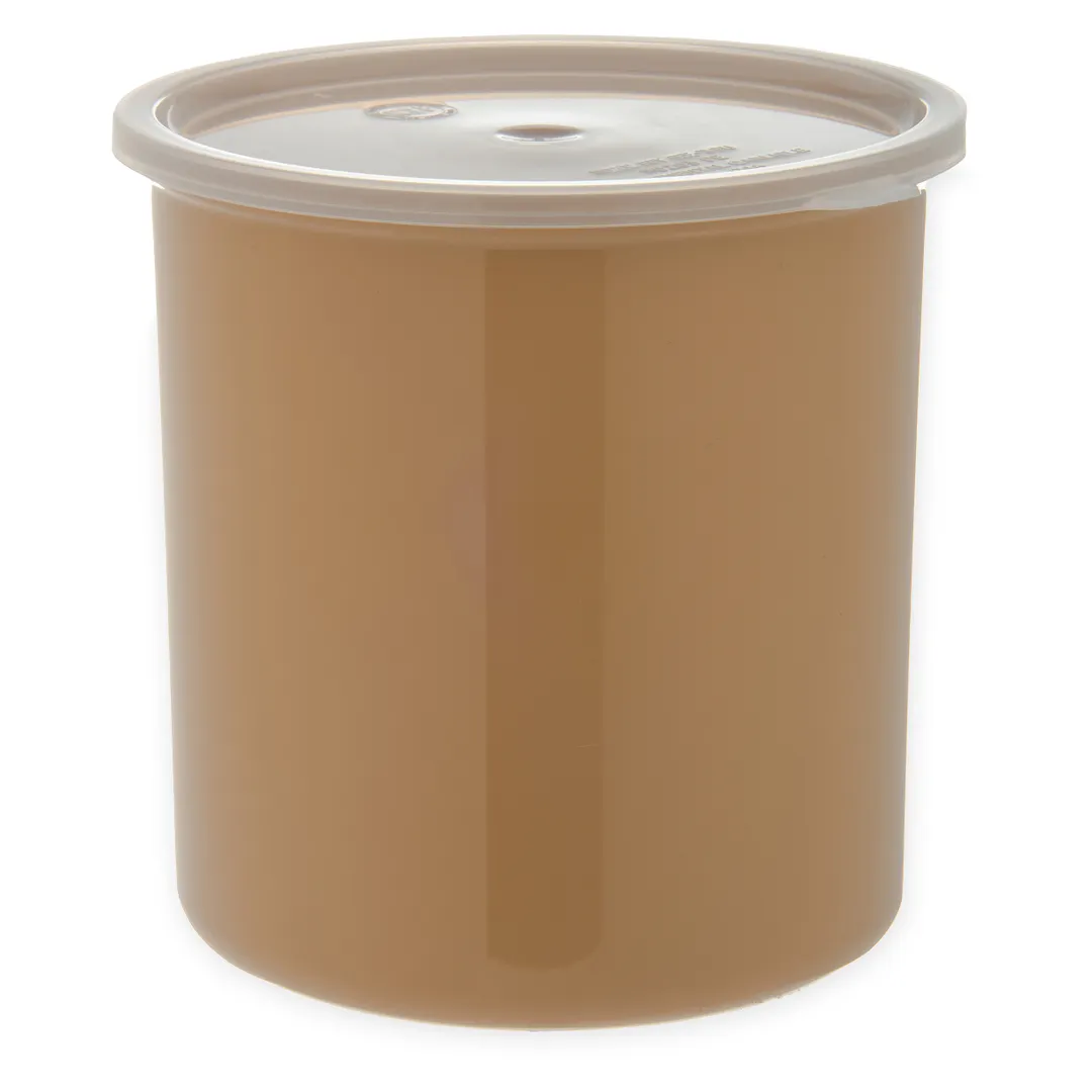 Carlisle 030206 Salad Crock, 2 Qt Round SAN, 6" Diameter, Beige High‑Gloss, Lid, NSF, 0°F‑180°F