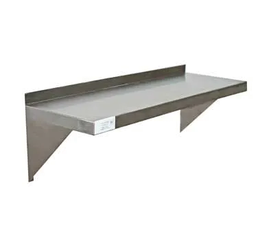 Serv-Ware SSWS1460-CWP-V 60" W x 14" D Stainless Steel Wall-Mounted Shelf, 18 Gauge