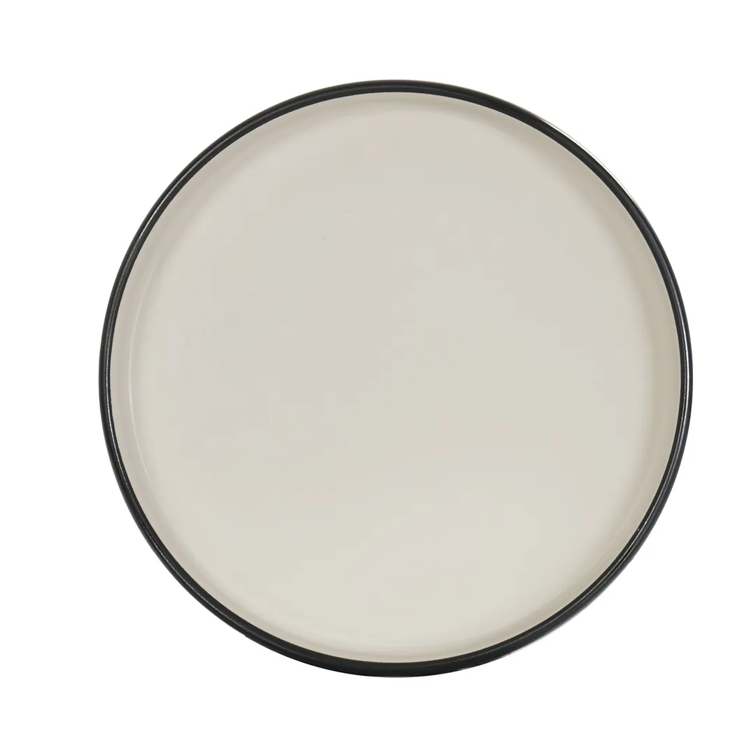 Cal-Mil 22017-8-13103 8" Round Reusable Melamine Plate, Matte Black & Ivory Two‑Tone