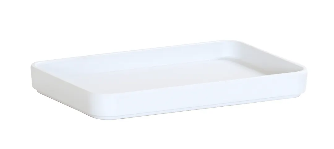 Cal-Mil 22025-96-15 Hudson Tray, 9" x 6" x 1" Rectangular Melamine Platter, Matte White, Raised Rim