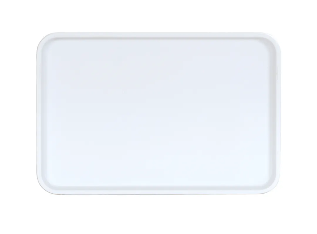Cal-Mil 22025-96-15 Hudson Tray, 9" x 6" x 1" Rectangular Melamine Platter, Matte White, Raised Rim