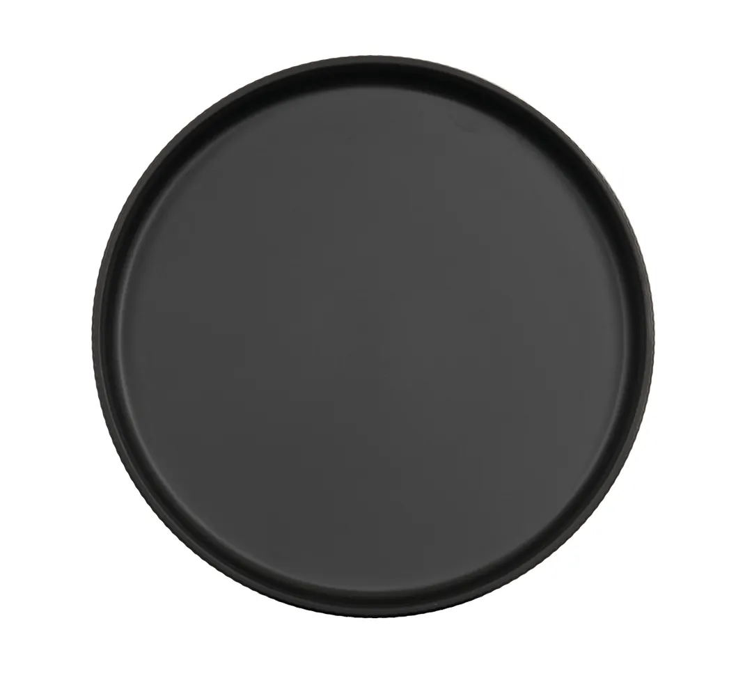 Cal-Mil 26107-10-13 Reusable Melamine Plate, 10" Round, Matte Black, Raised Rim, 10" Diameter