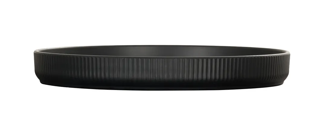 Cal-Mil 26107-12-13 Arista 12" Round Black Melamine Reusable Plate with Raised Rim