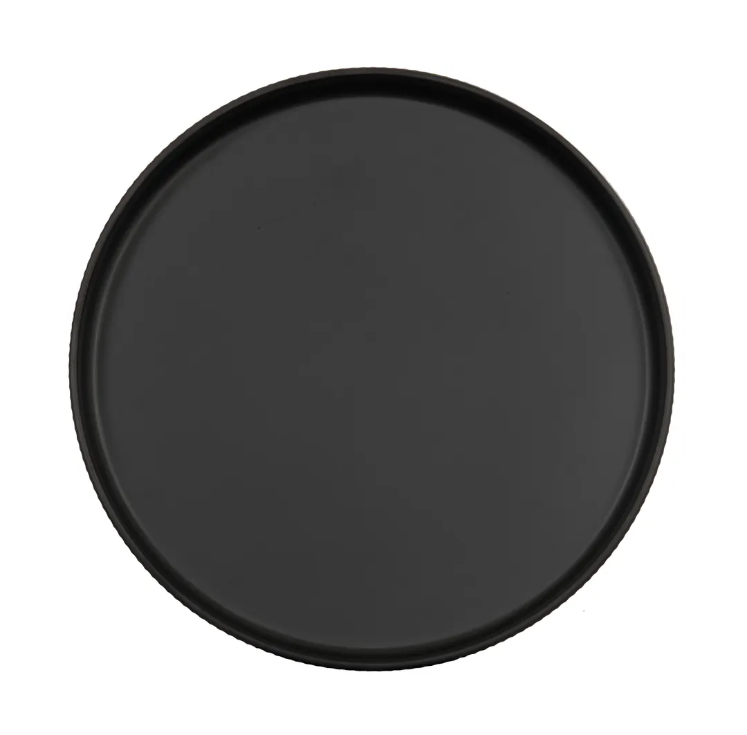 Cal-Mil 26107-12-13 Arista 12" Round Black Melamine Reusable Plate with Raised Rim