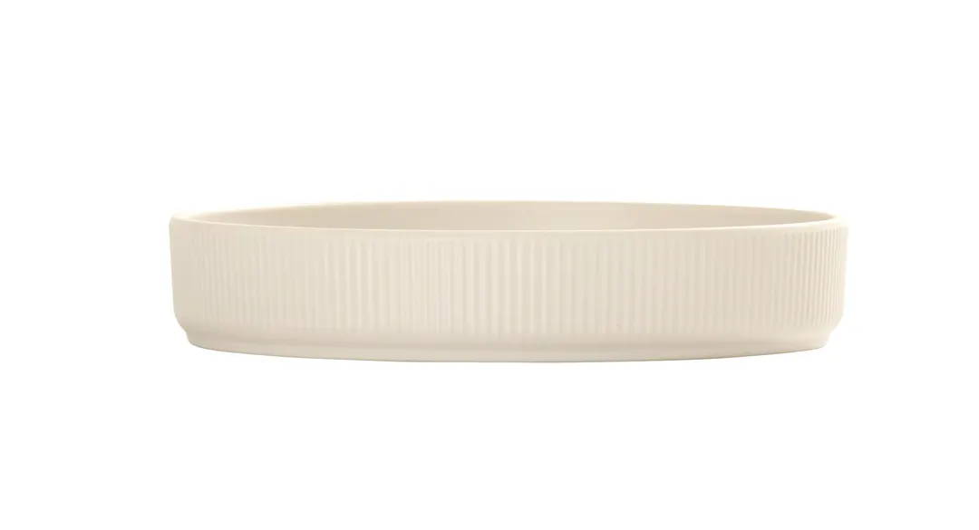 Cal-Mil 26107-8-103 Arista 8" Round Plate, Matte Ivory, Melamine, Raised Rim, Reusable