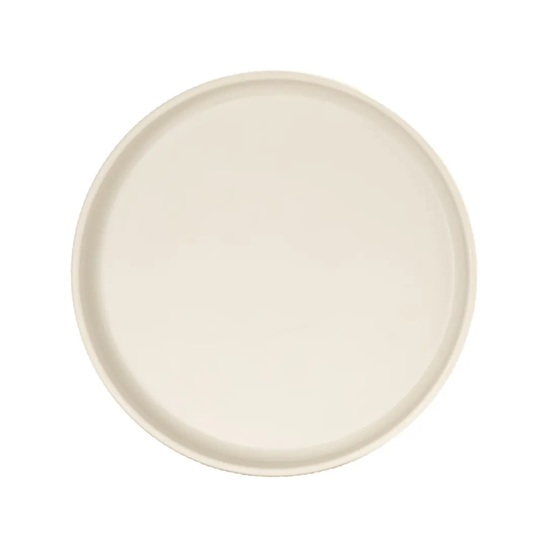 Cal-Mil 26107-8-103 Arista 8" Round Plate, Matte Ivory, Melamine, Raised Rim, Reusable