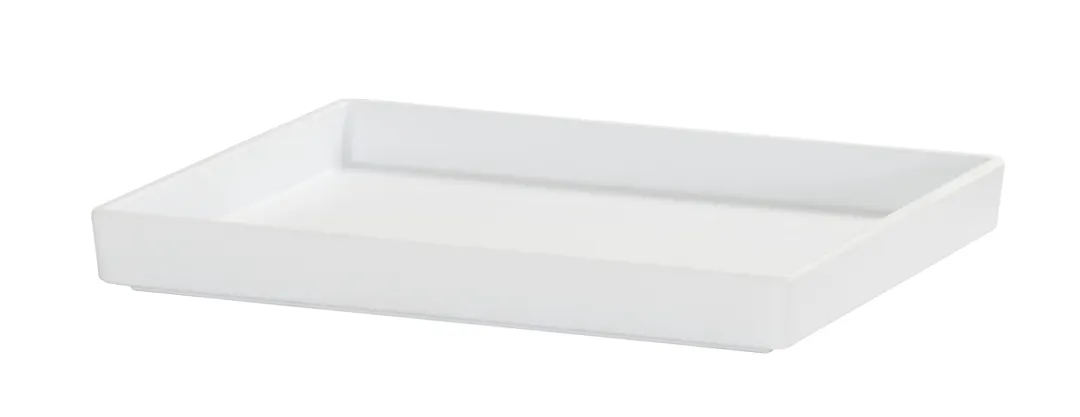 Cal-Mil 26110-1012-15 Hudson Tray, 13.25" x 10.5" x 1.5" Melamine, Matte White, Raised Rim, Modular