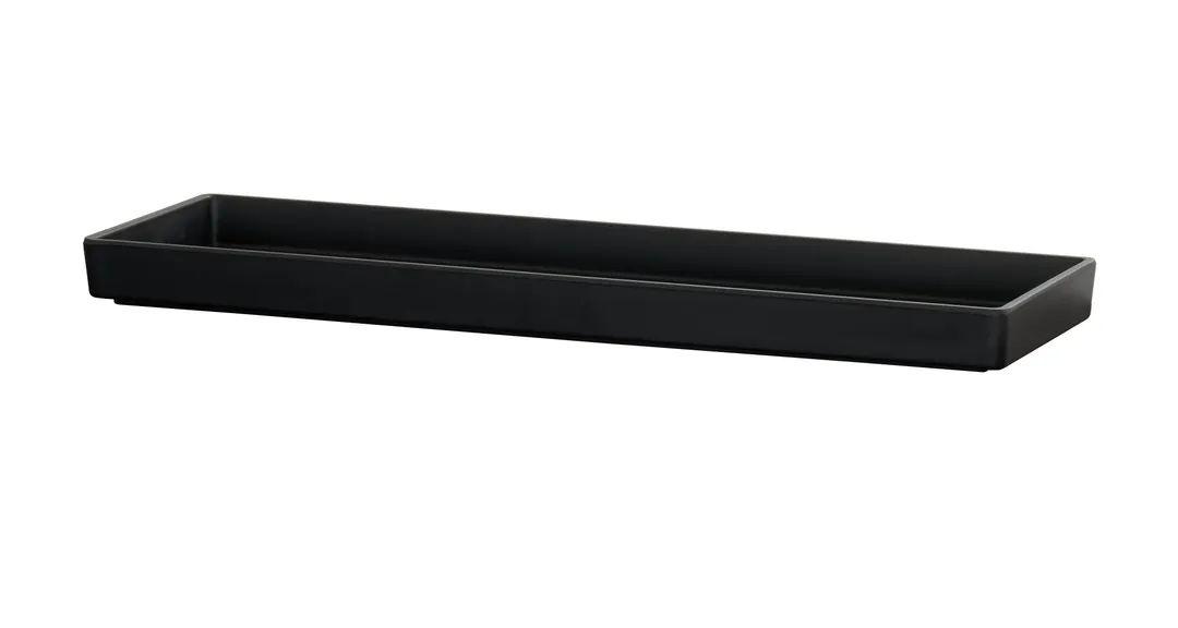 Cal-Mil 26110-206-13 Tray, 21.5" L x 6.75" W x 1.5" H, Melamine, Matte Black, Raised Rim, Modular