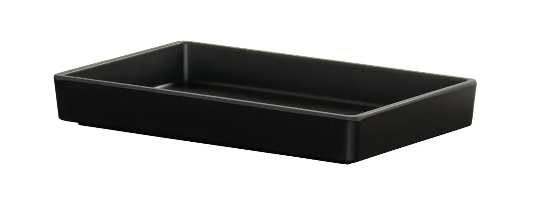 Cal-Mil 26110-610-13 Hudson Tray, 10.5" x 6.5" x 1.5" Matte Black Melamine, Rectangular Raised Rim