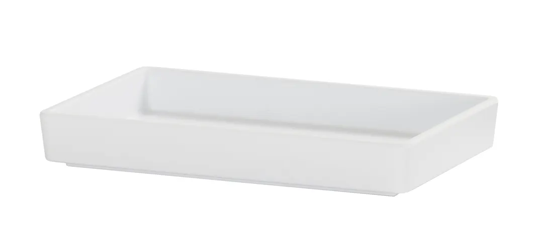 Cal-Mil 26110-610-15 Hudson Tray, 10.5" x 6.5" x 1.5" H, Melamine, Matte White, Raised Rim, Modular