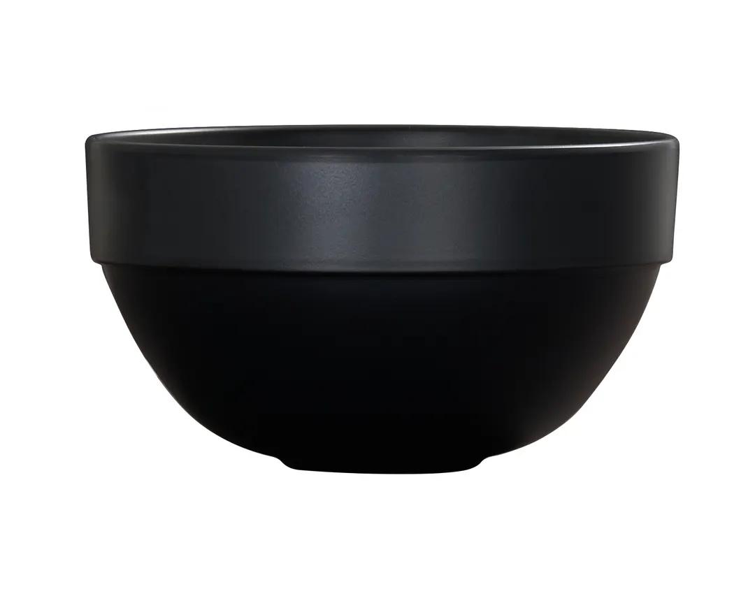 Cal-Mil 26122-7-13 Isla 48oz Round Melamine Bowl, 7" x 7" x 3.5" Matte Black & White, 1 Qt