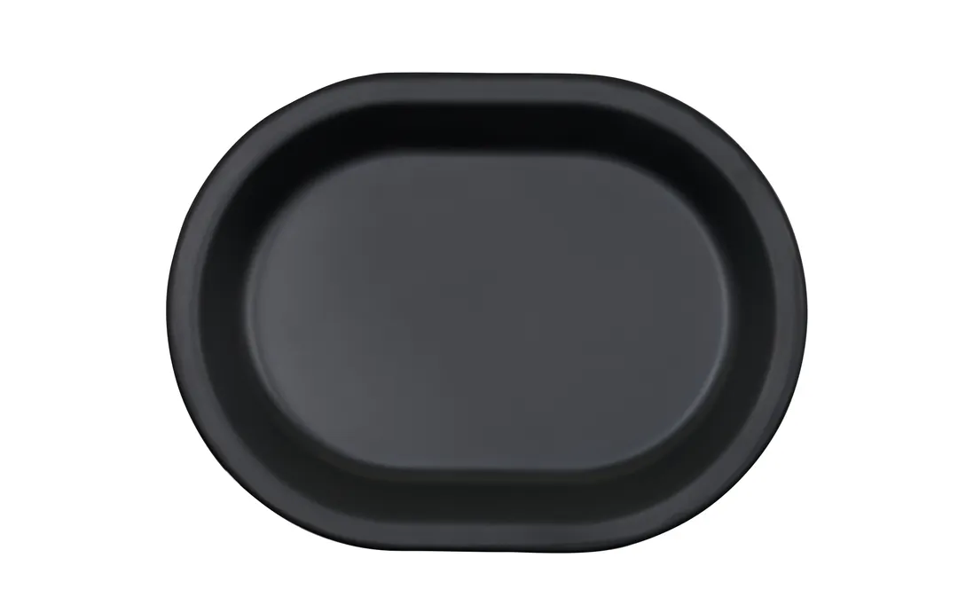 Cal-Mil 26123-1612-13 Isla Wide Rim Oval Matte Black Melamine Plate 16" x 12"
