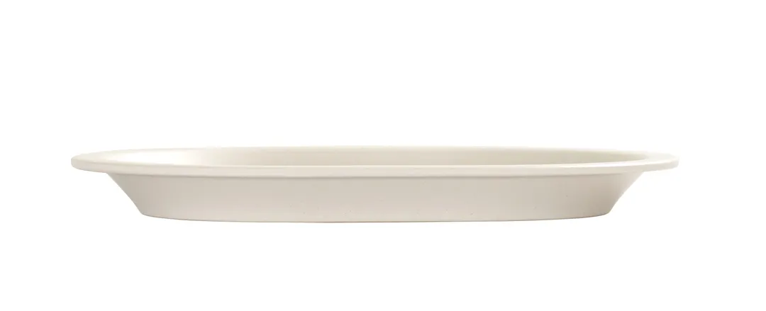 Cal-Mil 26123-1612-133 - 16" Oval Wide Rim Melamine Plate, Matte Ivory, 16" x 12", Single