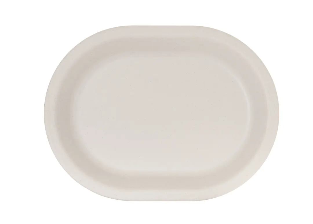 Cal-Mil 26123-1612-133 - 16" Oval Wide Rim Melamine Plate, Matte Ivory, 16" x 12", Single