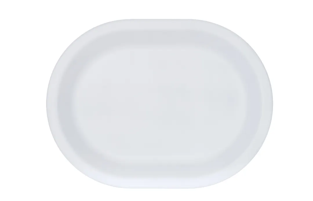 Cal-Mil 26123-1612-15 Oval Wide Rim 16" x 12" Matte White Melamine Reusable Plate