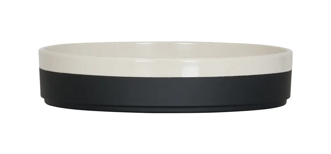 Cal-Mil 26131-8-138 Sorelle 8" Round Melamine Plate, Black Matte Glossy, Raised Rim