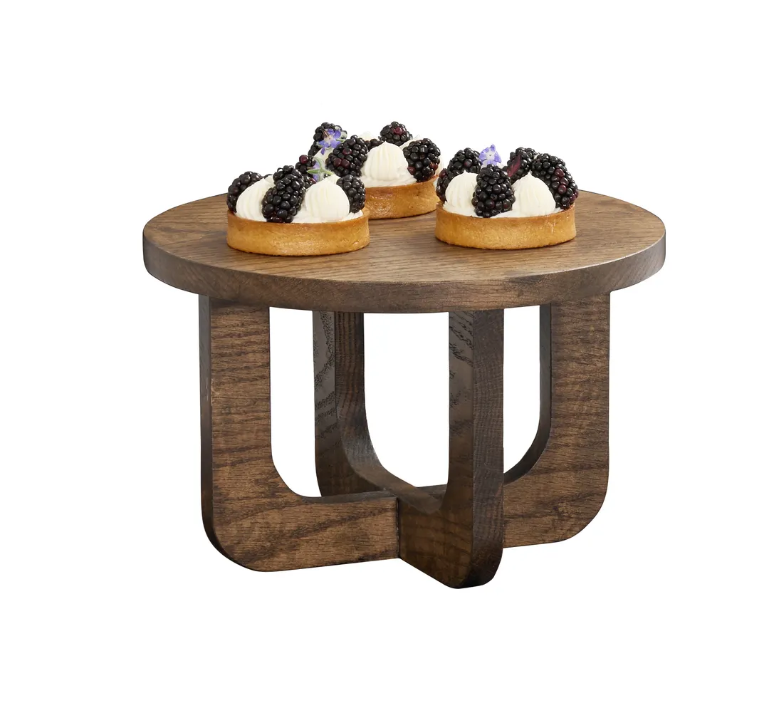 Cal-Mil 27006-8-136 Display Riser – 12" x 12" x 8" Round Wood, Chocolate Brown, 1 Step