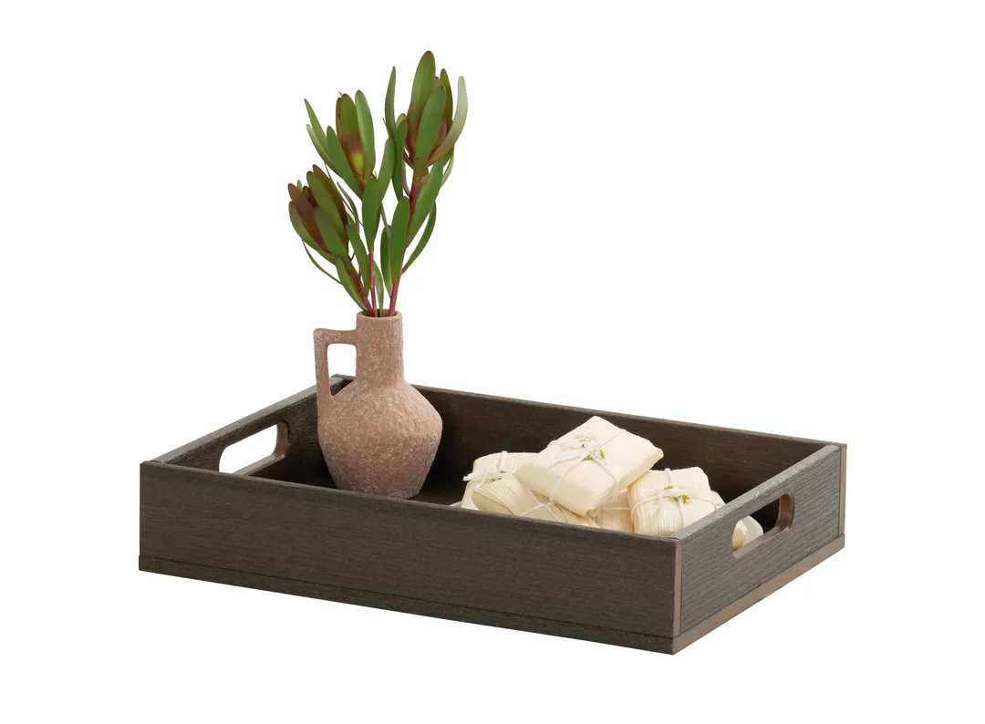 Cal-Mil 28612-1-140 Vista Tray, 17" x 13" x 4" HDPE Bakery Display With Handles, Brown - 1 Each