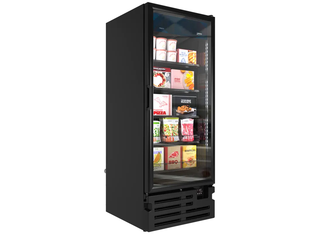 Imbera USA LTF23 BB LOCKING Merchandiser Freezer, 79"H, 16 ft³ Capacity, Black, 1 HP Compressor