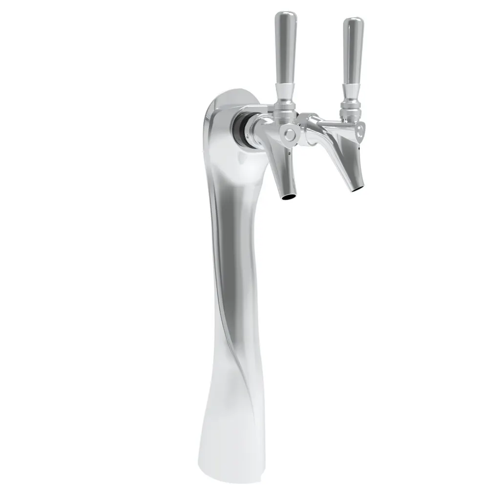 Micro Matic LUCK2-CH-GLY Draft Beer Tower, 2-3/4" W x 16" H, Glycol Cooled, 2 Faucets, Chrome Finish