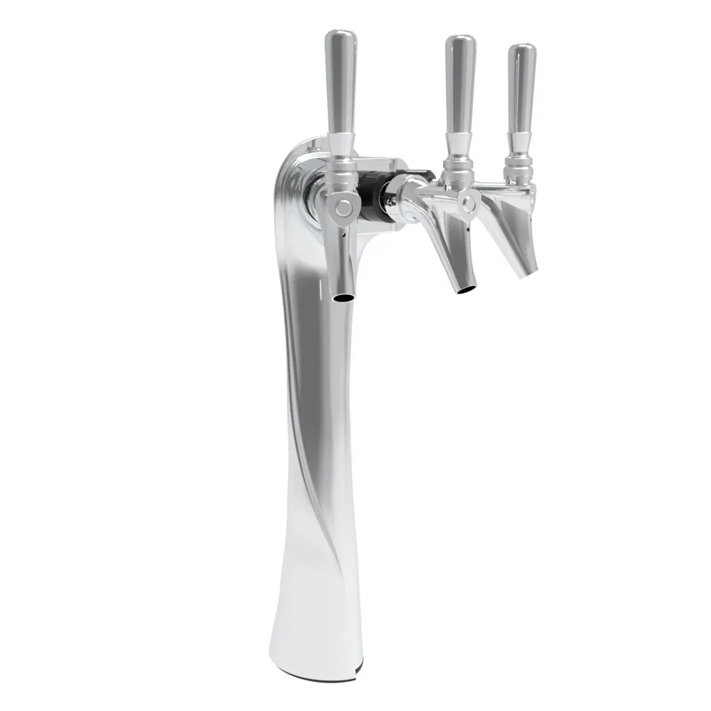 Micro Matic LUCK3-CH-GLY Draft Tower, 2-3/4" W x 16" H, Chrome Finish, Glycol Cooled, 3‑Tap Stainless Steel