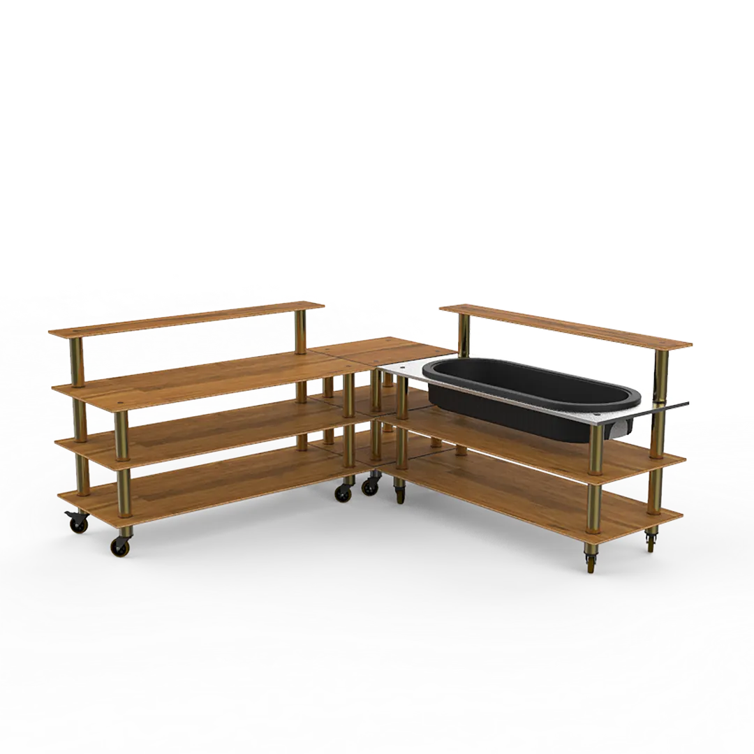 Steelite MGCMLB01BBXW Cooling Corner Station Buffet Table, 100.5x100.5x47.5, Modular Mogogo Mixed Materials