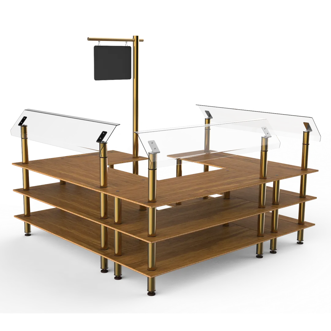 Steelite MGCMLB06BBXF Mogogo Modular Configurable Buffet Table, 100.5" x 100.5" x 94.5", Mixed Materials, Self Service Salad Station