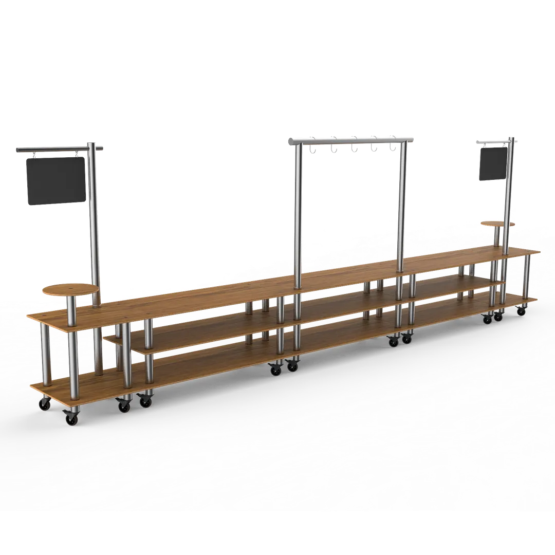 Steelite MGCMLB23BSXW Mogogo Taco Bar Station, 558.5" x 38.0" x 96.0", Mixed Materials, Modular, Configurable Buffet Table