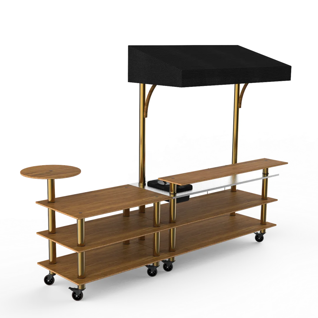 Steelite MGCMLC07BBBW Mogogo Mixology Bar Station, 125" x 41" x 95.5", Modular, Mixed Materials, Configurable Buffet Table