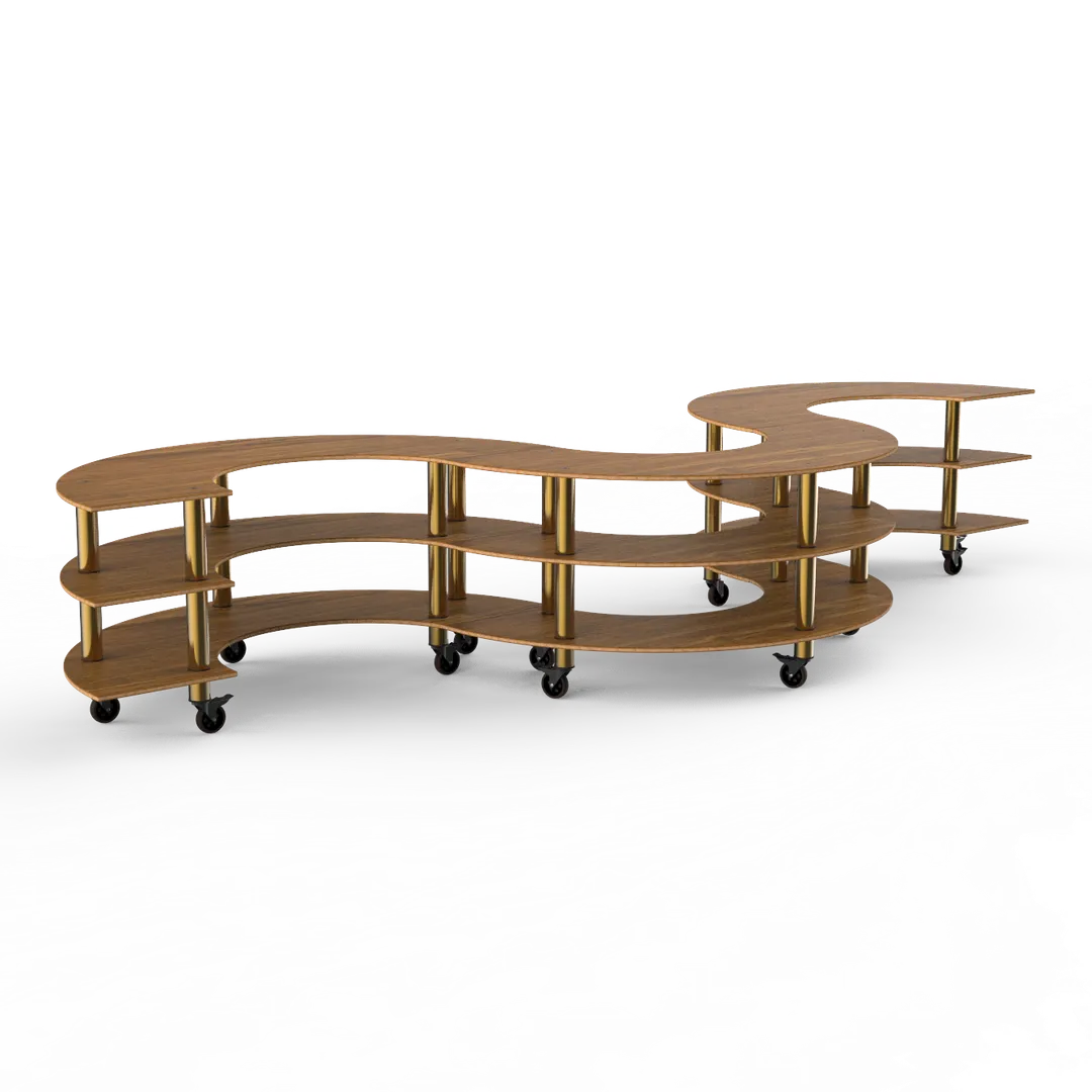 Steelite MGCMSB04BBXW Large Snake Unit - Modular Buffet Table, 202" x 77" x 35", Mixed Materials, Mogogo Finish, 1 Per Case